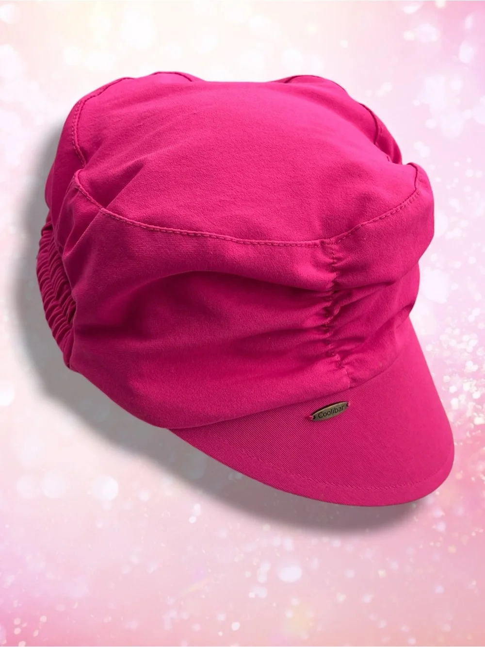Coolibar UPF 50+ Ruched Sun Hat Bucket Visor Hot Pink Vibrant S/M